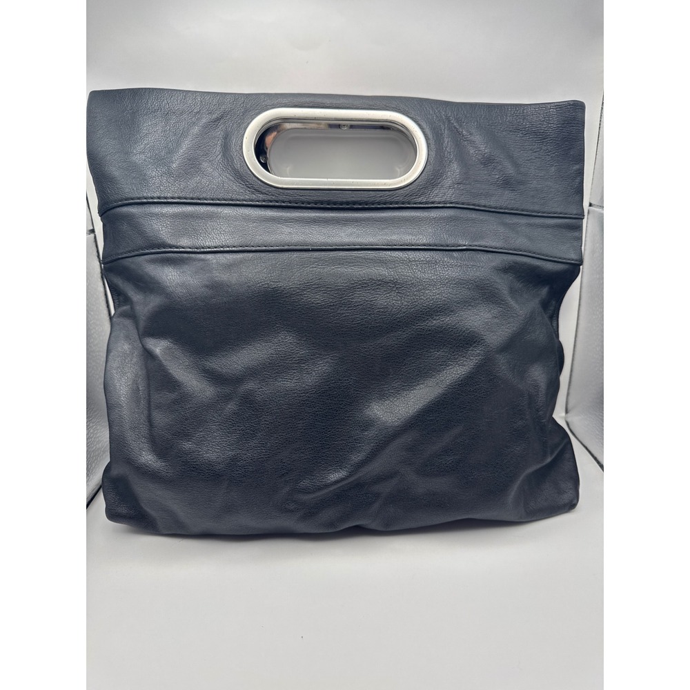 Banana Republic Black Leather Top Handbag Silver Handle‎ Business casual